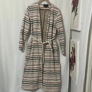 Luna Allegra 93% Cotton Maxi Overcoat with Rope Belt